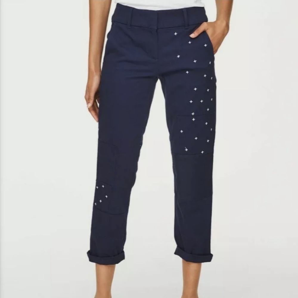 Loft Modern Chino Embroidered Cropped Pants women’s size 0